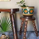 Vintage solid-turned wood tripod tripod
