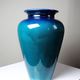 Vintage vase Dinis Portugal in turquoise and cobalt blue ceramic, 1970s.