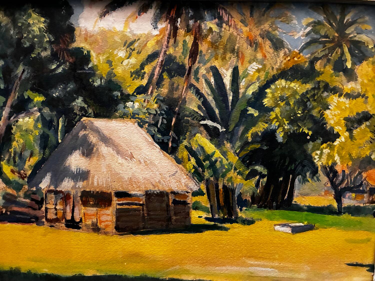 Exotic landscape painting of Tahiti from the 1940s to 1960s.