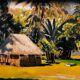 Exotic landscape painting of Tahiti from the 1940s to 1960s.