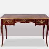 Louis XV style bureau plat with lake scene decoration. Circa 1800.