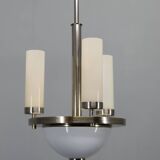 Art Deco Tubular Nickel Plated Chandelier, 1920s, Restored