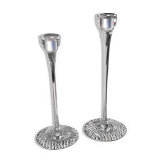 Transparent blown glass candle holders