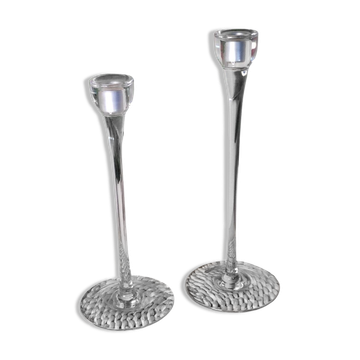 Transparent blown glass candle holders