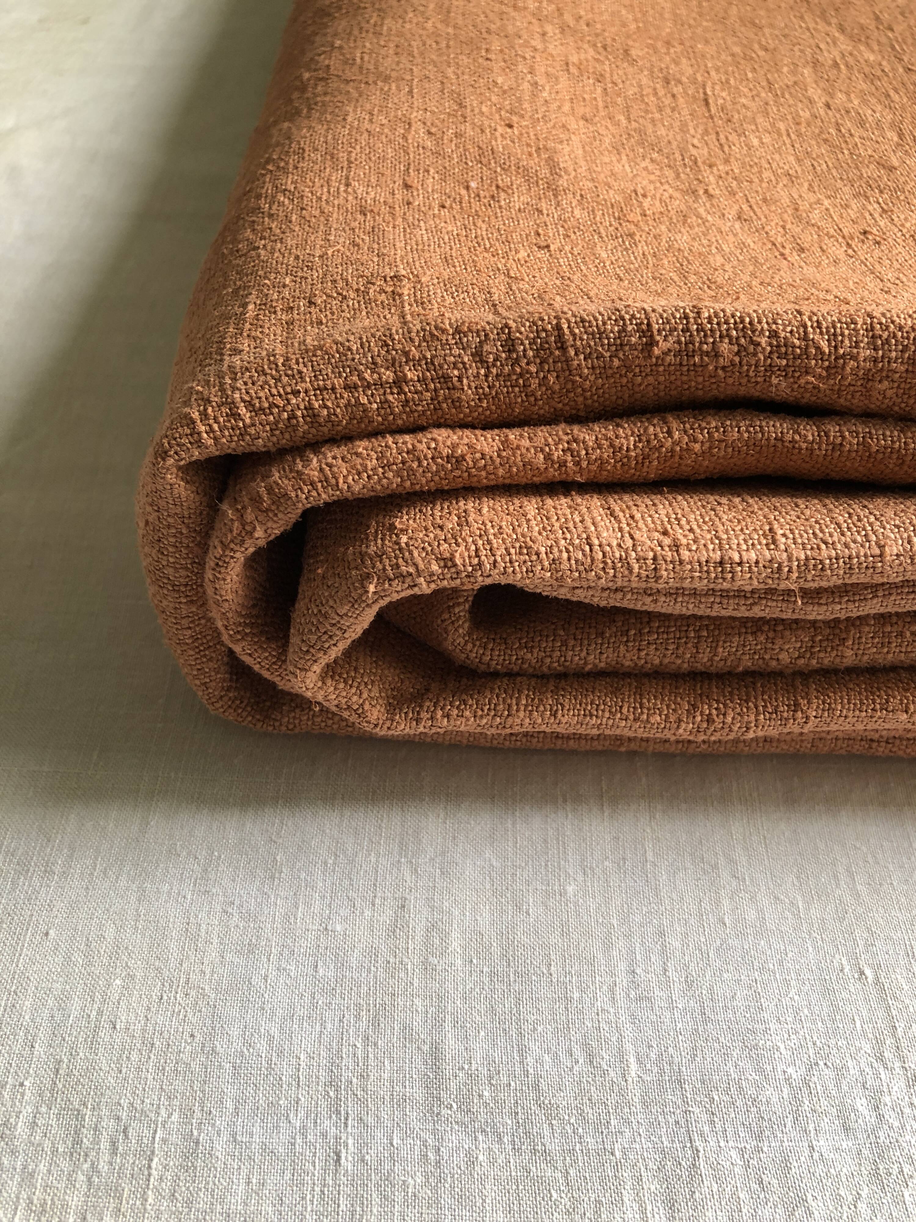 Terracotta tinted hemp harvest tablecloth
