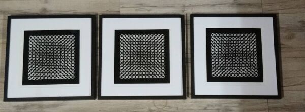 Triptyque Vintage Art Optique - Style Vasarely - Cadres 40x40cm