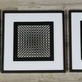 Vintage Optical Art Triptych - Vasarely Style - Frames 40x40cm