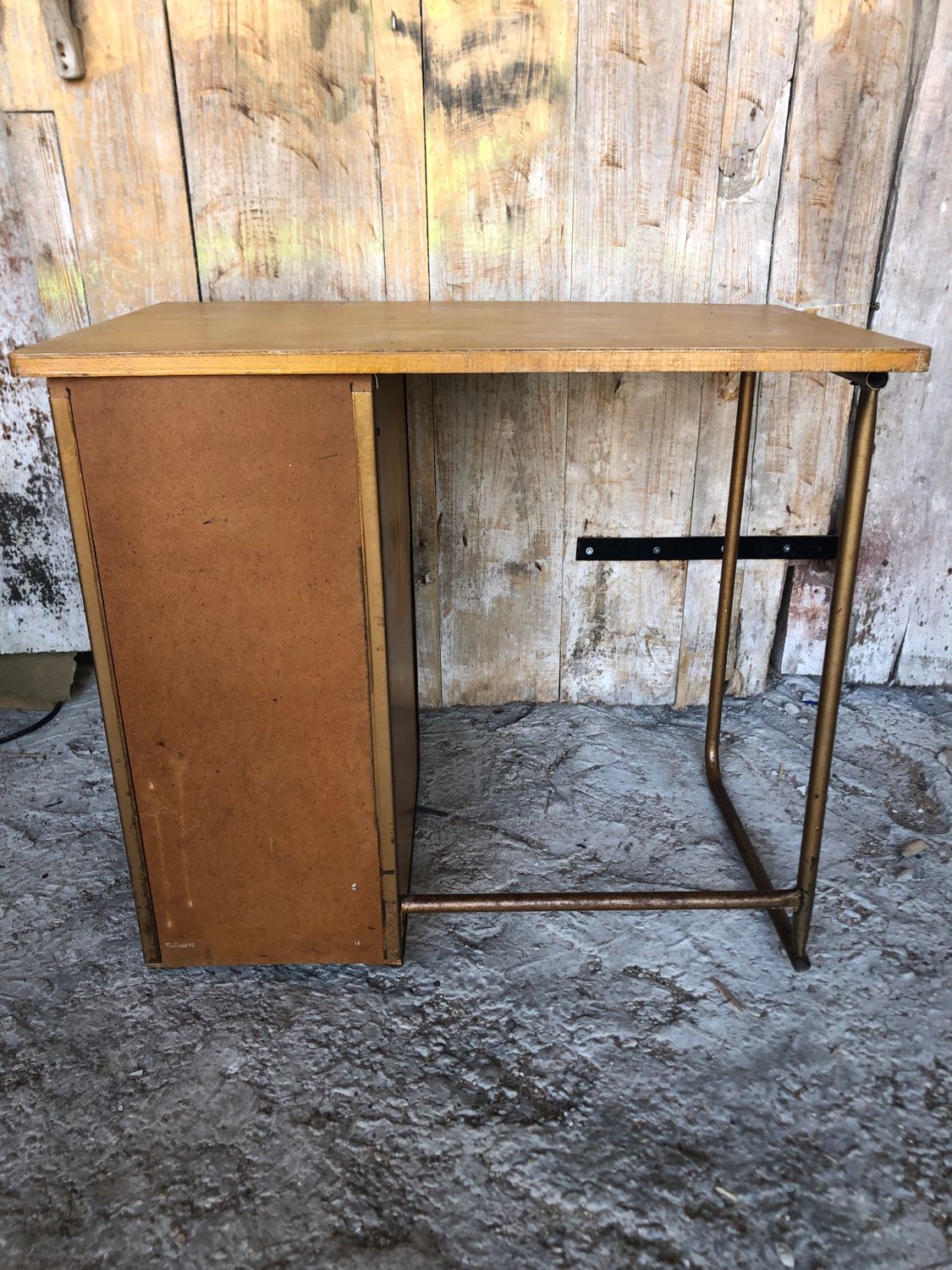Office style stella metal & wood 3 drawers 70s vintage #a144