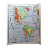 Old physical map American continent Vidal-Lablache