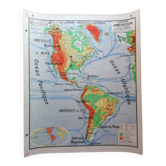 Old physical map American continent Vidal-Lablache