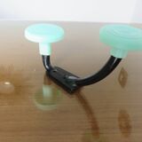 Wall coat rack, typical 1970 coat hook, practical green and black