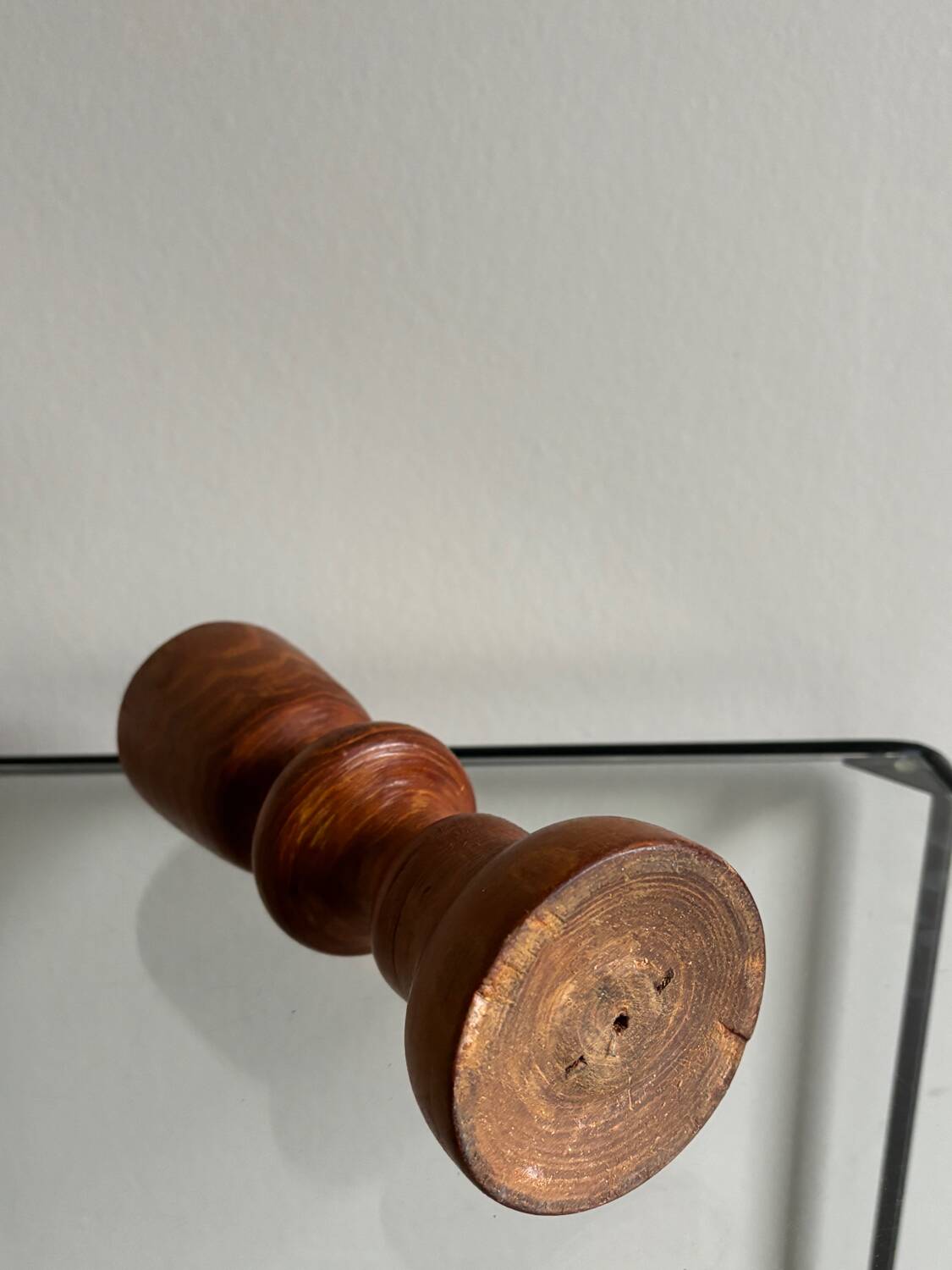 Turned wooden candle holder