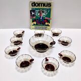 Set of Ten Smoked and Crimson Murano Glass Dessert Bowls in the style of Ze