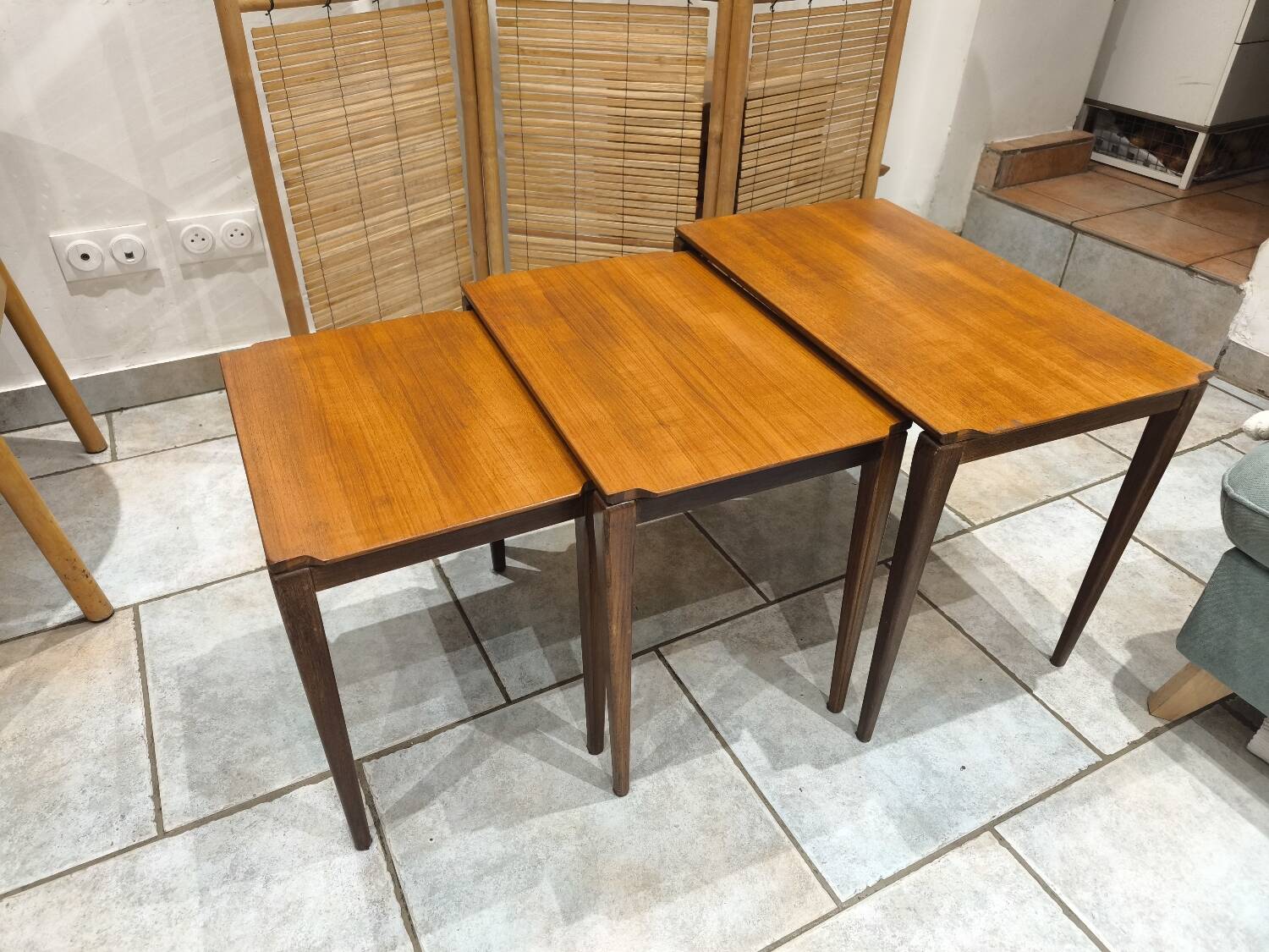 Vintage Scandinavian nesting coffee table in solid teak