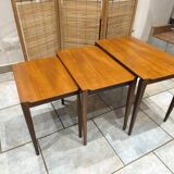 Vintage Scandinavian nesting coffee table in solid teak