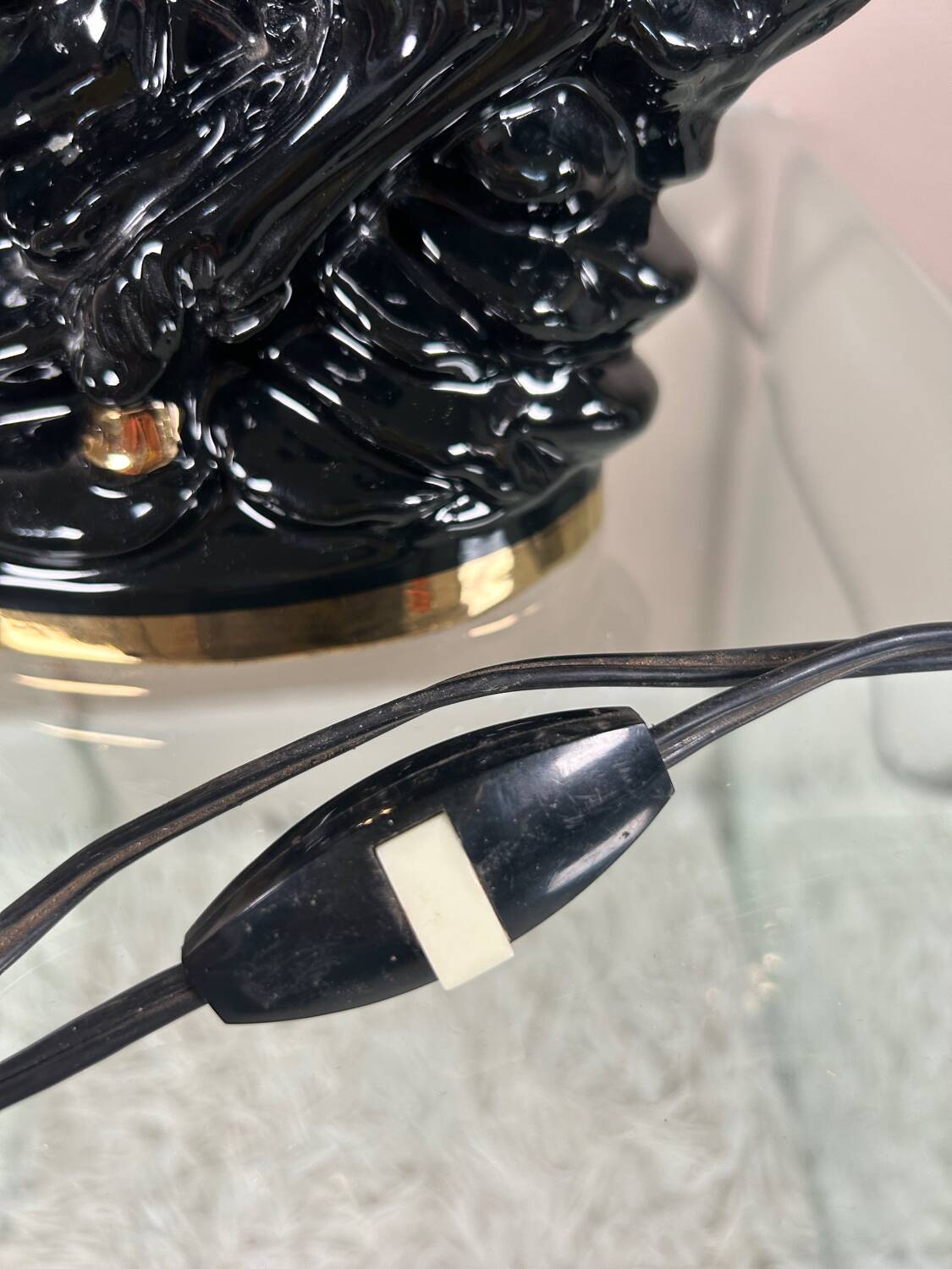 Lampe en céramique cheval, années 70