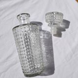 Old relief glass carafe with stopper