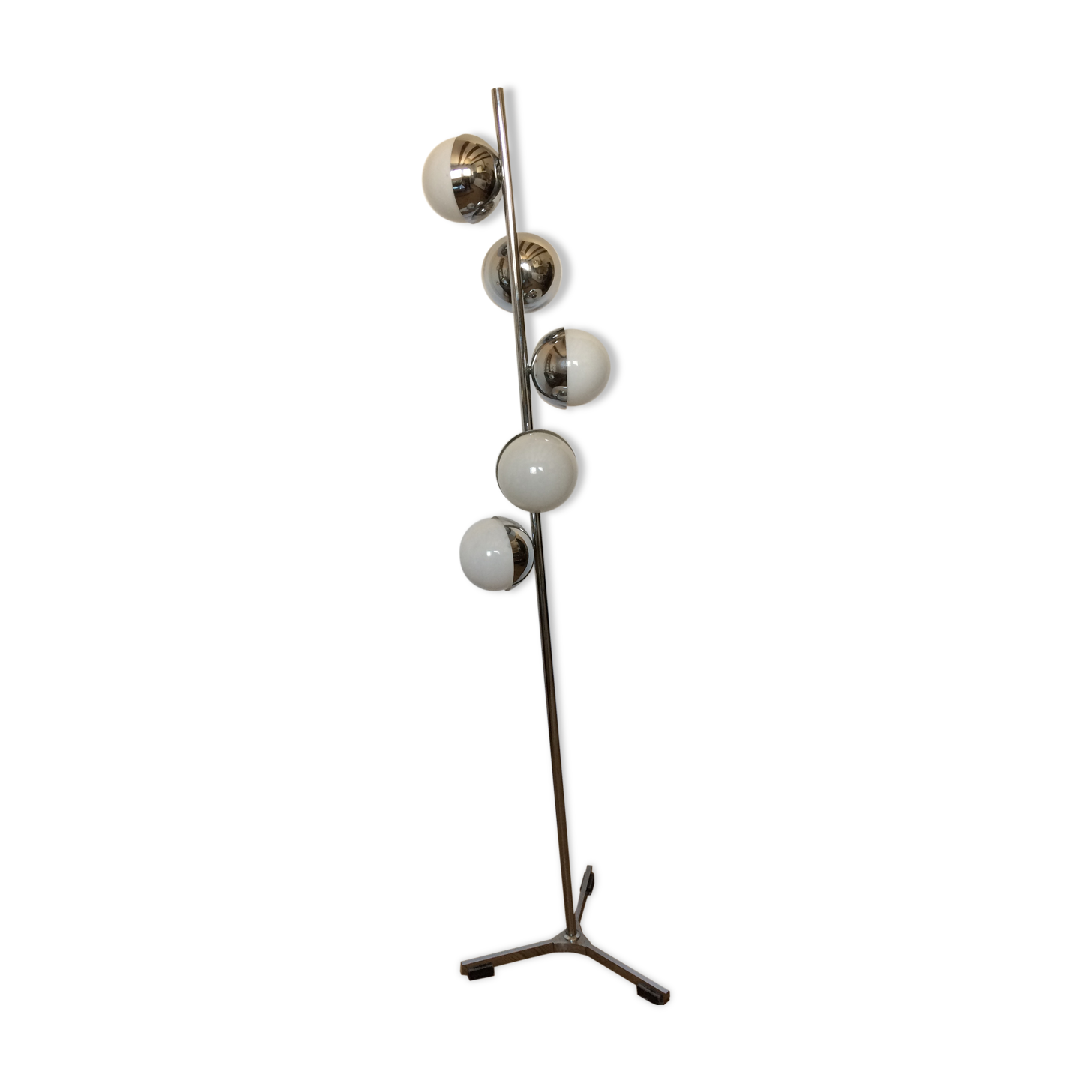 Lampadaire spirale chromé, design 70