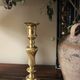 Large twisted brass torch candle holder