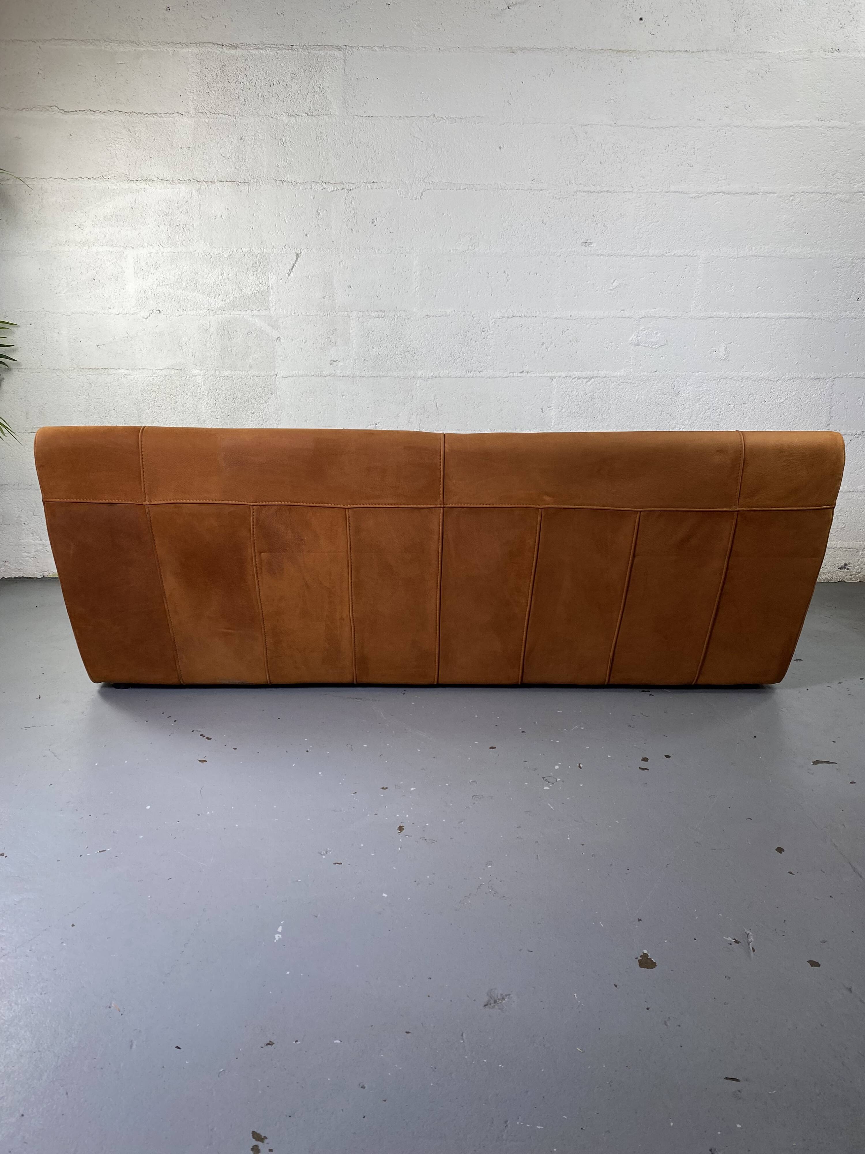Roche-Bobois brown leather sofa