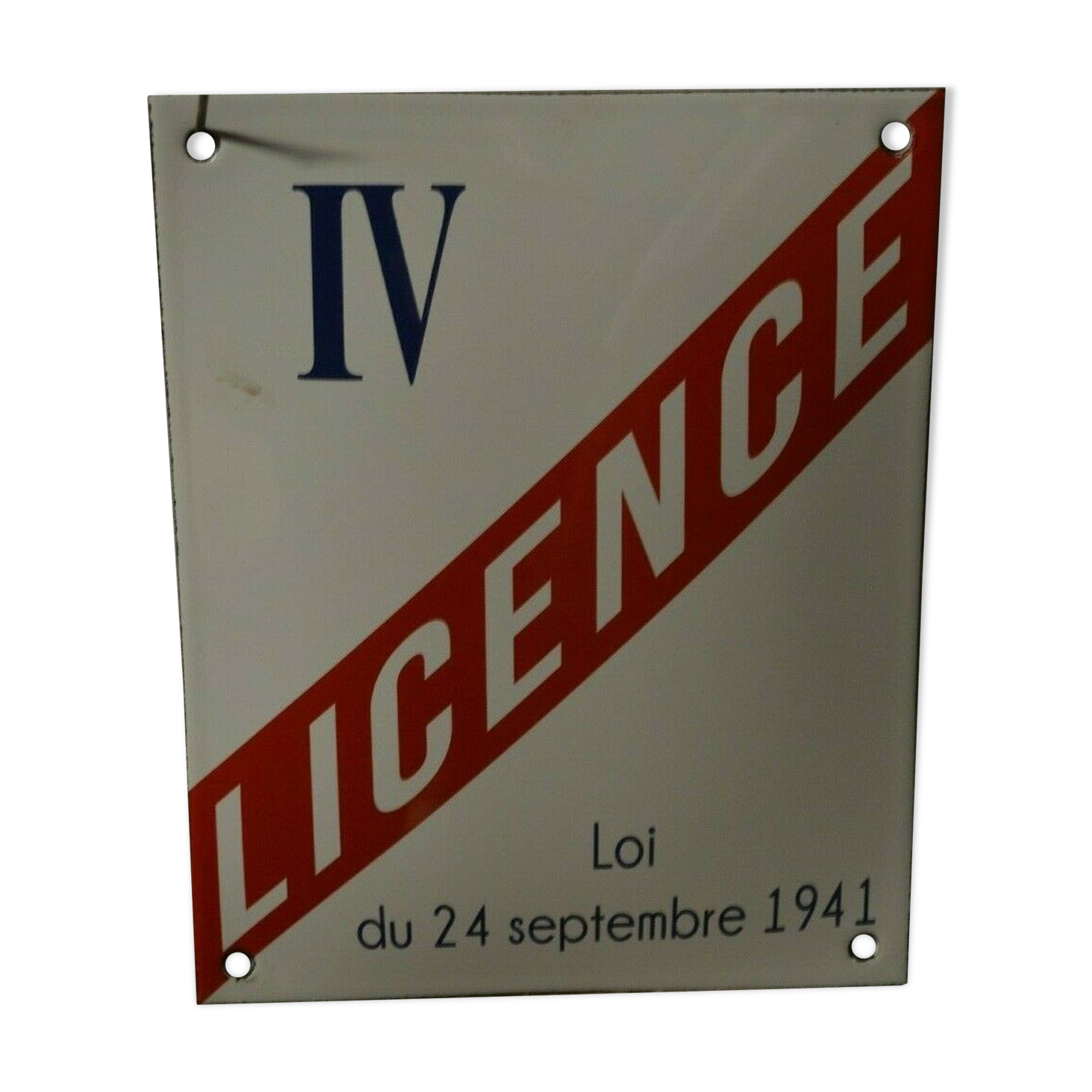 Plaque émaillée licence IV