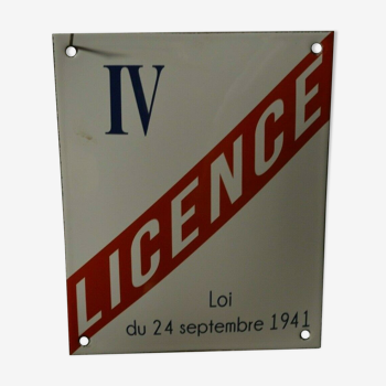 Plaque émaillée licence IV