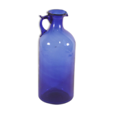 Ancienne bouteille de pichet bleu cobalt soufflée à la main, vers 1900.