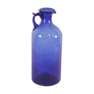 Antique handblown cobalt blue pitcher bottle, ca 1900.