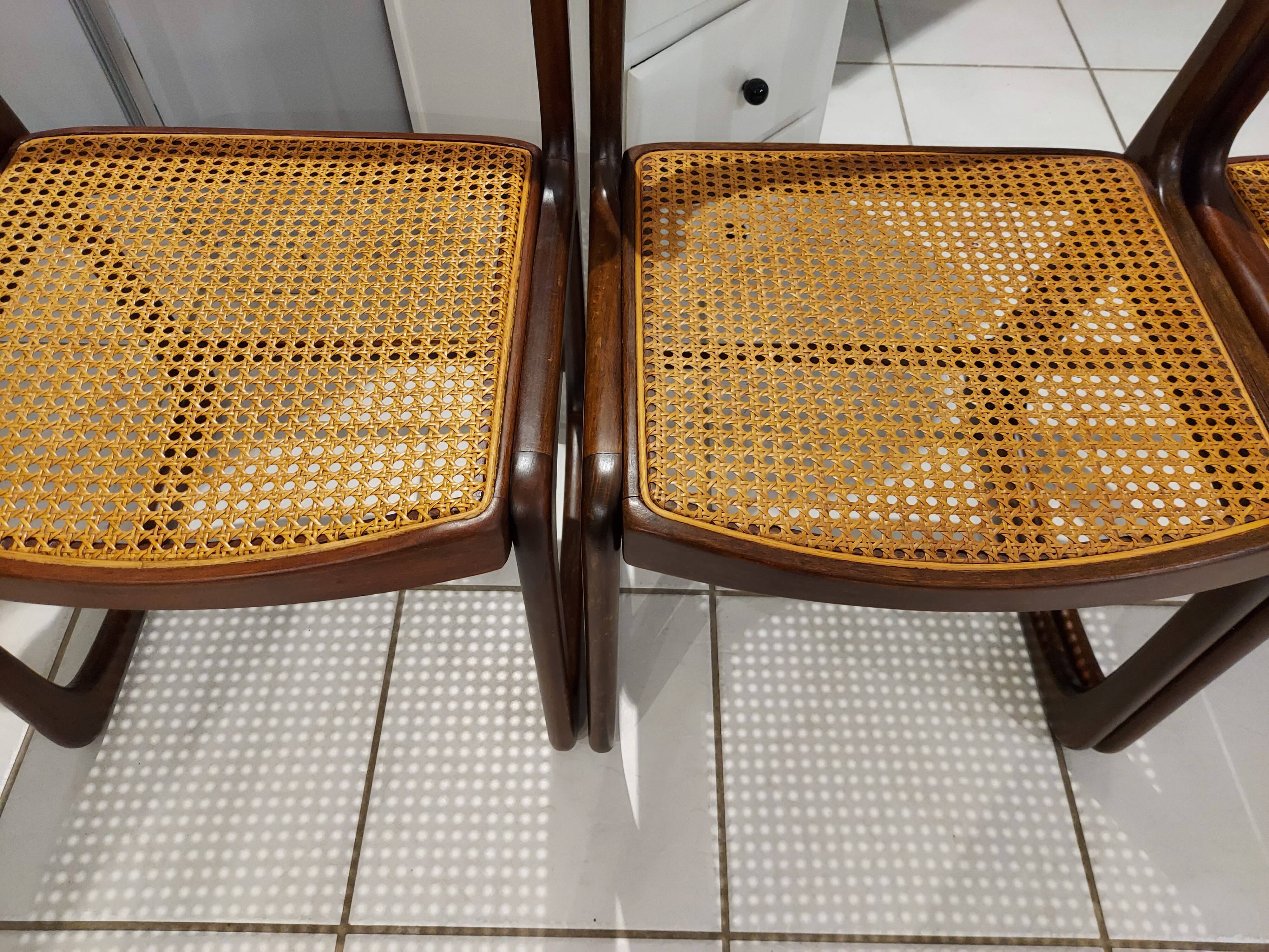 Suite of 4 chairs Baumann model sleigh vintage canning 1970