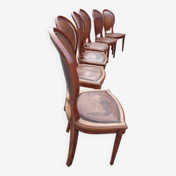 Louis XVI style mahogany chairs x 6