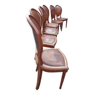 Louis XVI style mahogany chairs x 6