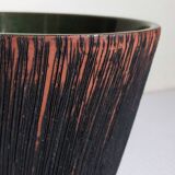 Cache-pot en terre émaillée griffée années 50