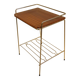 Side table - wooden and gold metal magazine rack