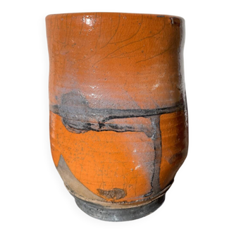 Raku vase / signed ceramic / handmade pottery