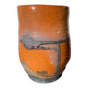 Vase en raku / céramique signée / poterie fait main