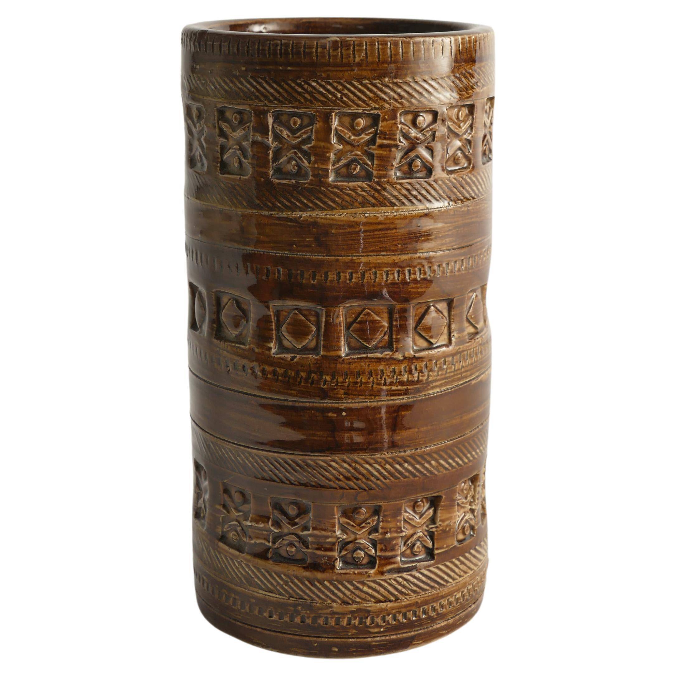 Mid-century Modern Brown Stoneware Vase by Aldo Londi for Bitossi, Italy, 1960s