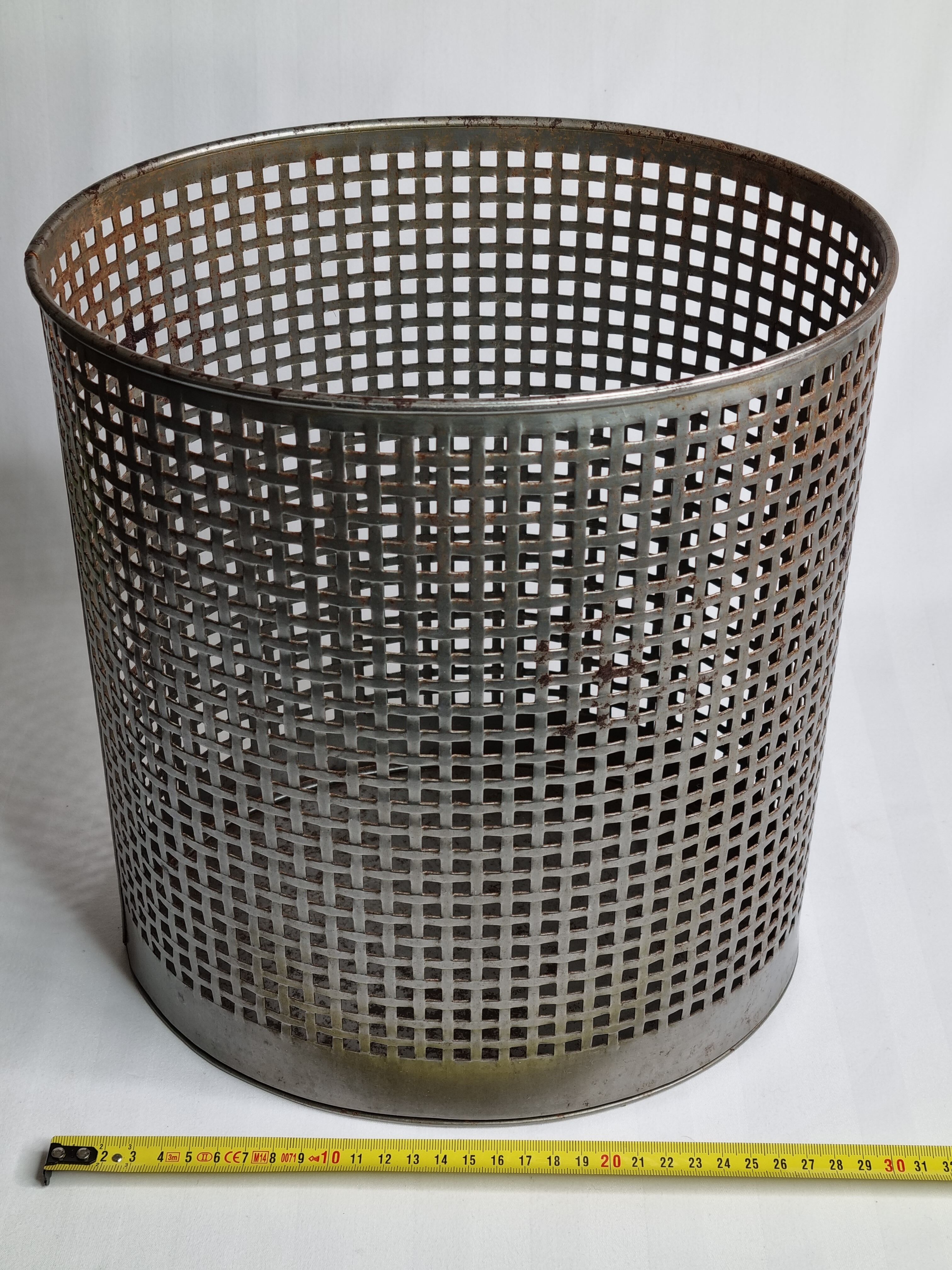 Industrial style metal wastebasket, 50s