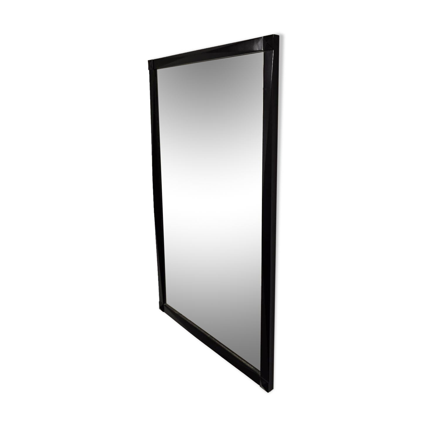 Vintage 1970s Wall Mirror with Black Wooden Frame