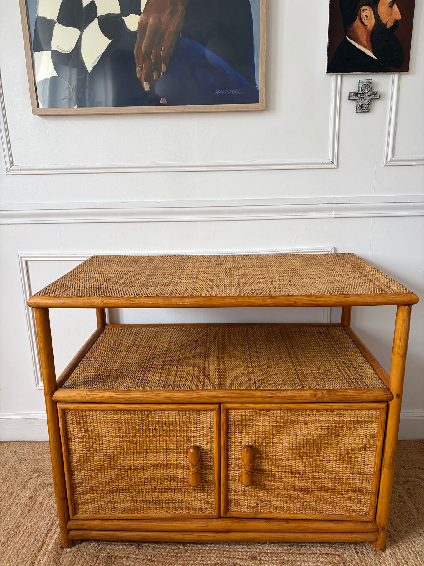 Vintage rattan sideboard