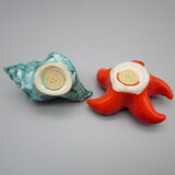Pair of vintage ceramic salt shaker/pepper maker "starfish and shell"