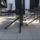 Set de 6 chaises de salle à manger pieds tripode en cuir grainé et métal 1970