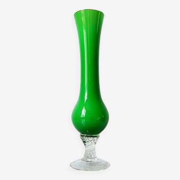Green opaline soliflore vase 1960