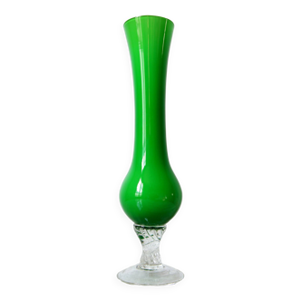 Green opaline soliflore vase 1960