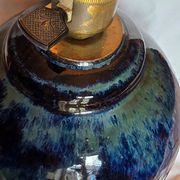 Large Vintage Lamp Base in Glazed Terracotta