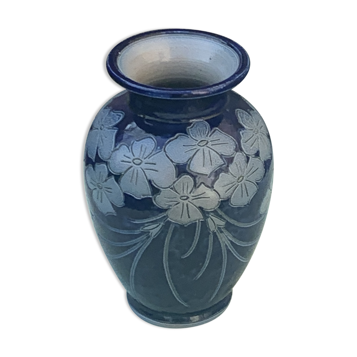 Blue sandstone vase signed Marcel Schmitter betschdorf Alsace