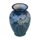 Blue sandstone vase signed Marcel Schmitter betschdorf Alsace