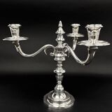 Pair of chrysalia silver metal 3-light candlestick holders