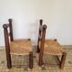 Duo de chaises de cheminée en bois et paille
