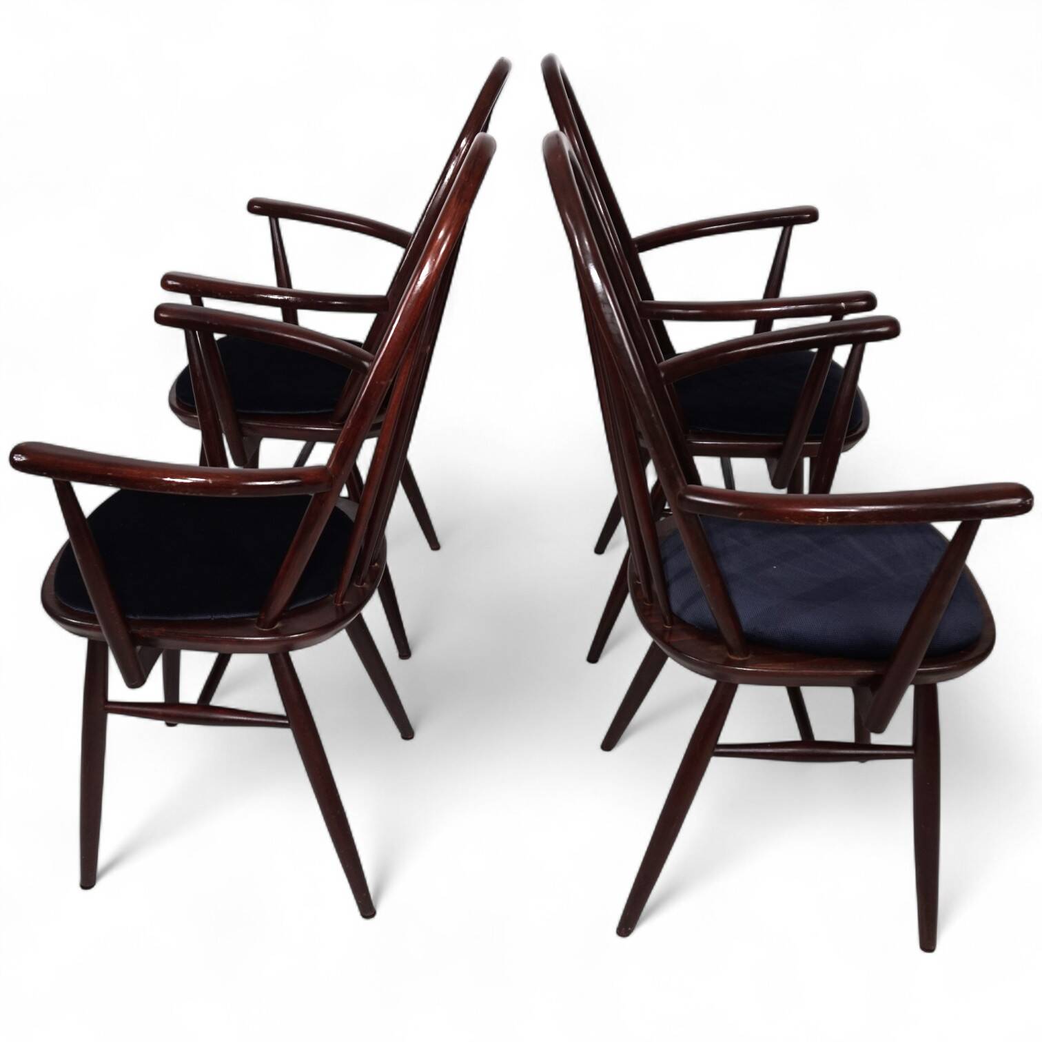 Set of 4 Windsor chairs, mahogany, 1960