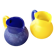 TWO VINTAGE YELLOW AND BLUE GLASS PITCHERS 1990